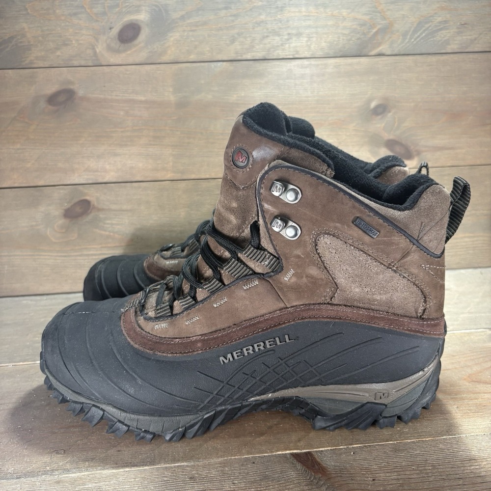 merrell isotherm mens size 11.5 shoes brown suede waterproof snow boots